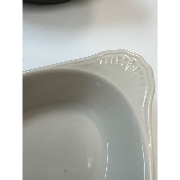 Set Of 4 Hall 528 Oval Green & White Ceramic Baking Dishes Made In USA Vintage - Picture 4 of 8